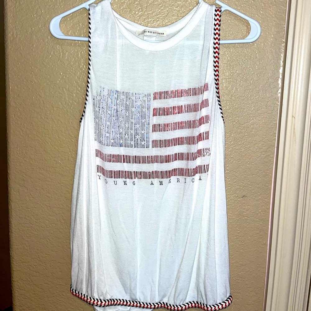 Red, White, and Blue American Flag Shirt with Braided Detailing